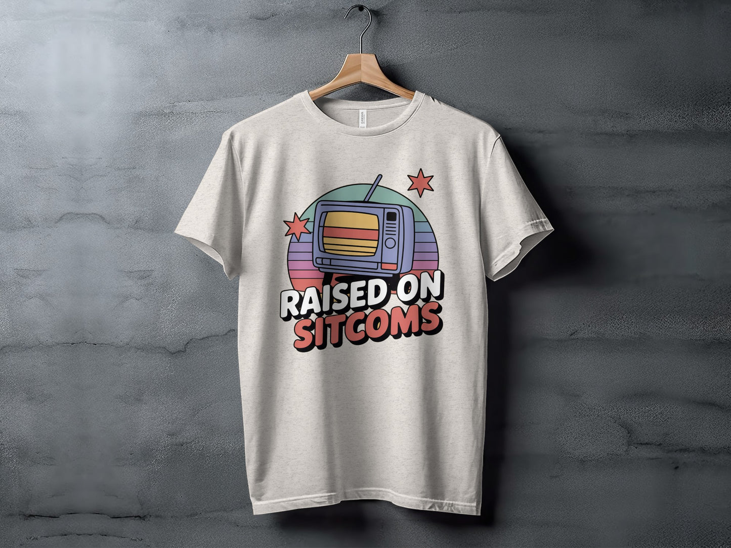 Raised On Sitcoms Retro TV Design Graphic T-shirt