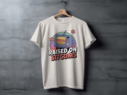 Raised On Sitcoms Retro TV Design Graphic T-shirt