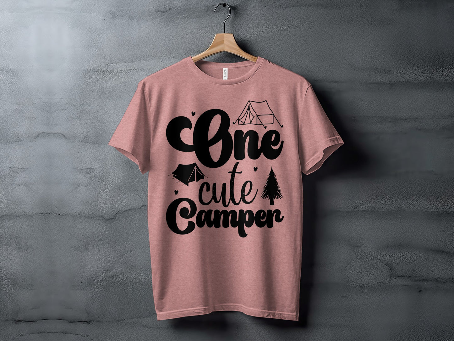 One Cute Camper Tent and Pine Tree Camping Design T-Shirt T-Shirt - Outdoor & Adventure Collection - Mile Marker 16 Gear by Cloud 16 Clothing Co.
