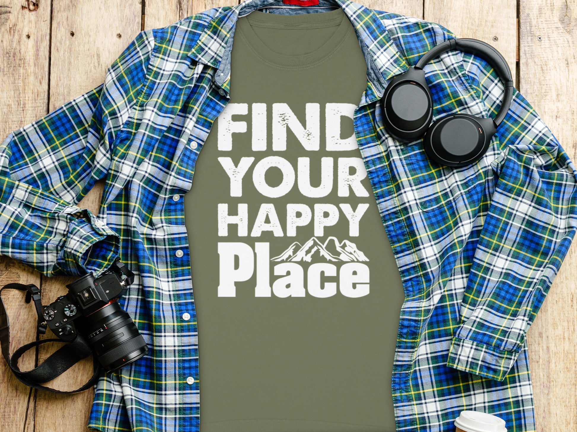 Find Your Happy Place Graphic Tee for Outdoor Adventures
