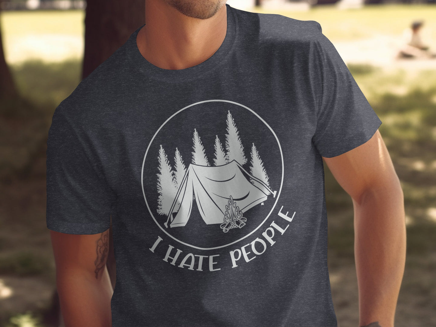 I Hate People Camping Tent Trees Graphic Illustration T-Shirt T-Shirt - Outdoor & Adventure Collection - Mile Marker 16 Gear by Cloud 16 Clothing Co.