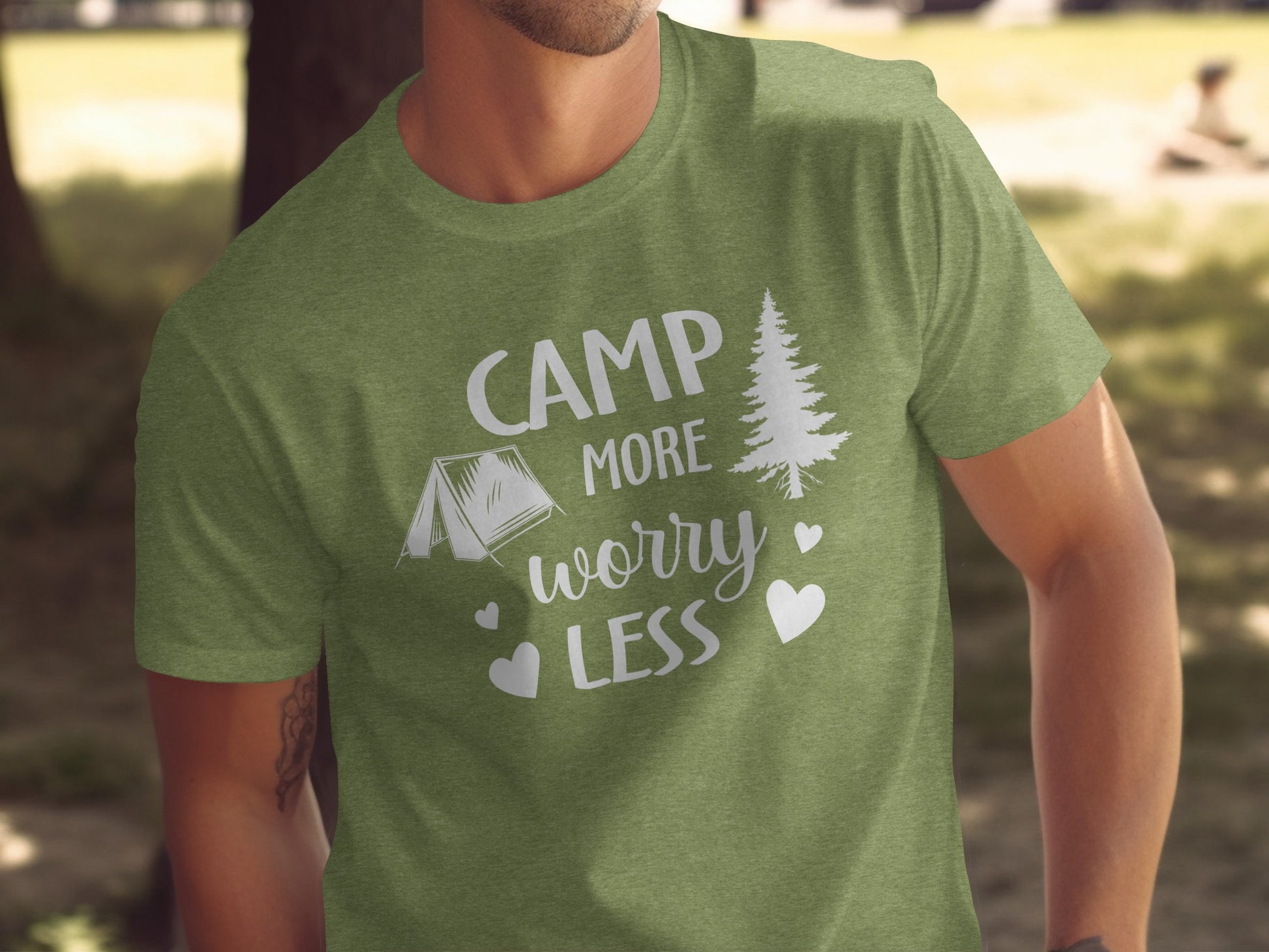 Camp More Worry Less Camping Adventure Graphic T-Shirt T-Shirt - Outdoor & Adventure Collection - Mile Marker 16 Gear by Cloud 16 Clothing Co.