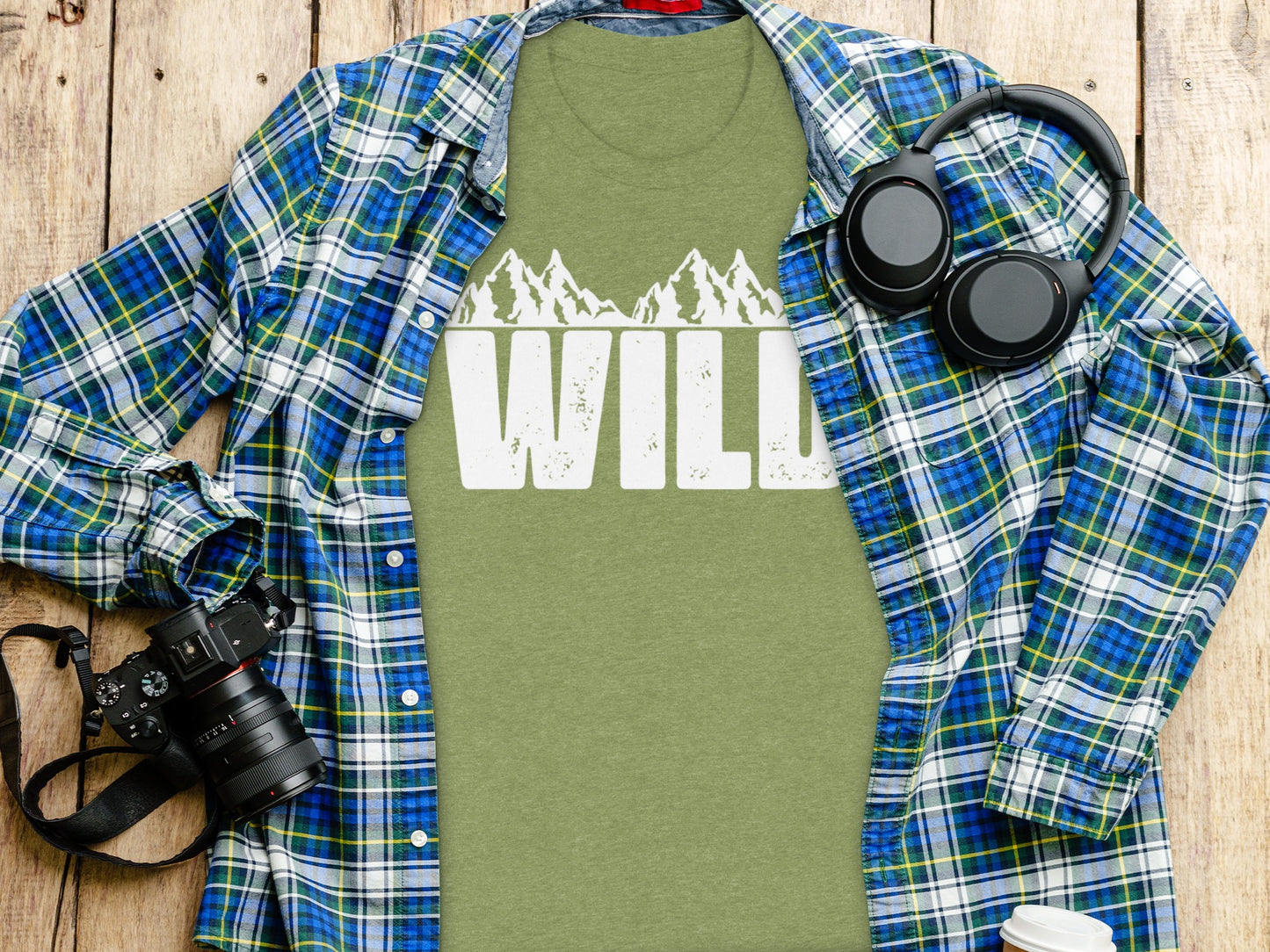 White Wild Text with Mountains Graphic Design T-Shirt T-Shirt - Outdoor & Adventure Collection - Mile Marker 16 Gear by Cloud 16 Clothing Co.