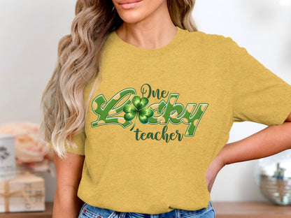One Lucky Teacher Stylish Graphic Tee for Educators