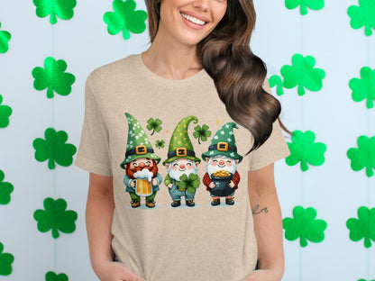 Three St. Patrick's Day Gnomes Clover T-shirt
