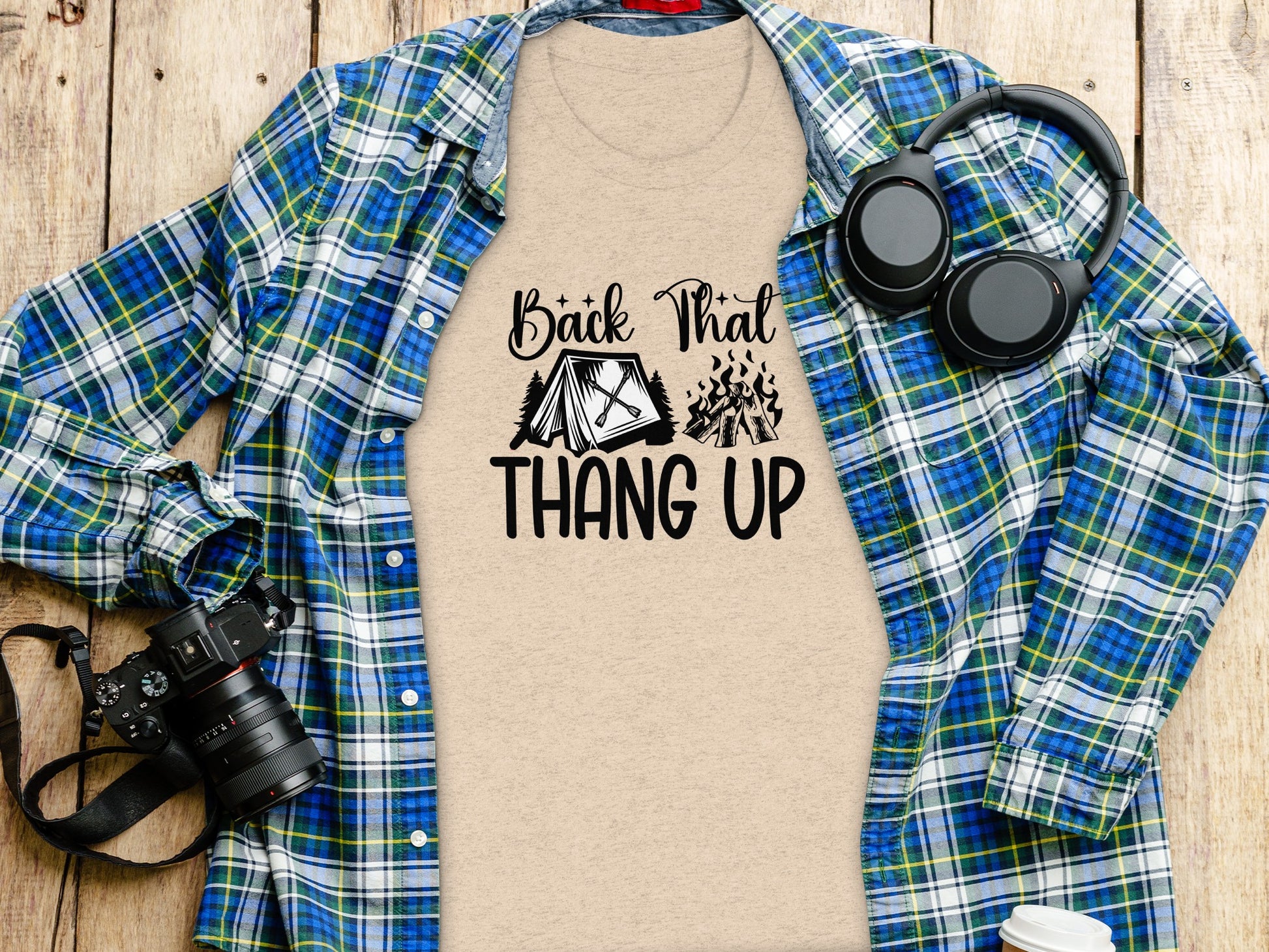 Back That Thang Up Camping Outdoors Tent Fire T-Shirt T-Shirt - Outdoor & Adventure Collection - Mile Marker 16 Gear by Cloud 16 Clothing Co.