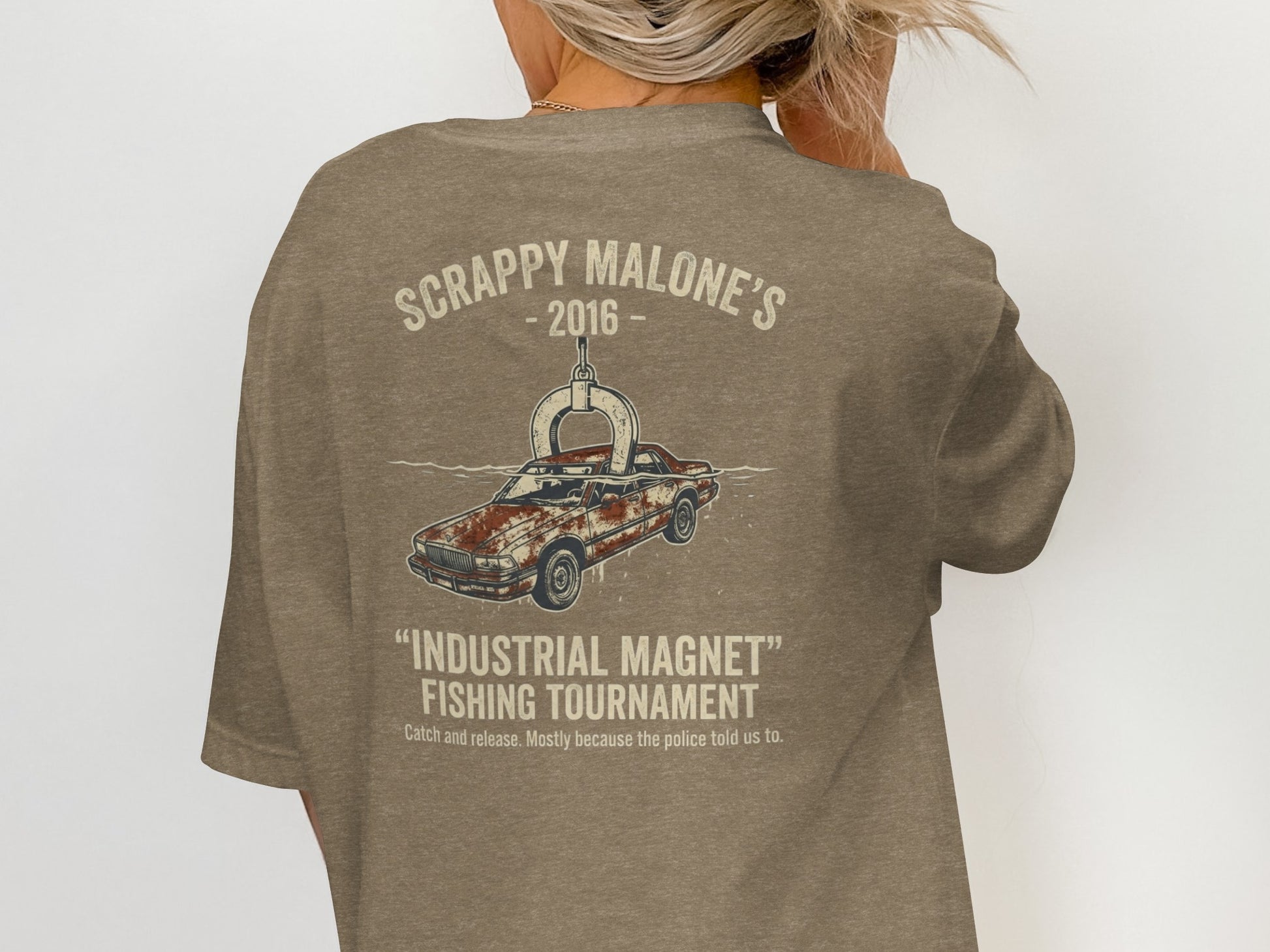 Scrappy Malone's 2016 Industrial Magnet Fishing Tournament t-shirt.