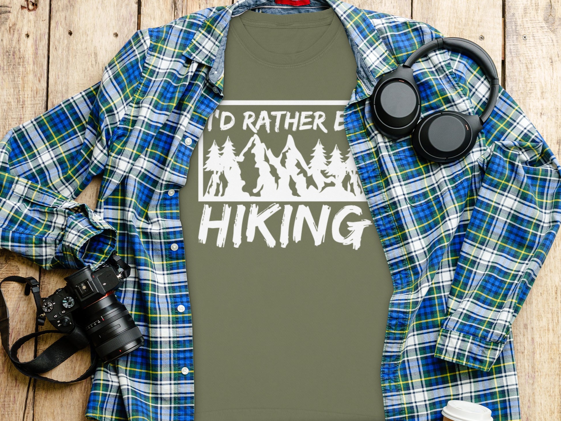 I'd Rather Be Hiking Mountain Graphic Long Sleeve T-Shirt Long Sleeve Tee - Outdoor & Adventure Collection - Mile Marker 16 Gear by Cloud 16 Clothing Co.