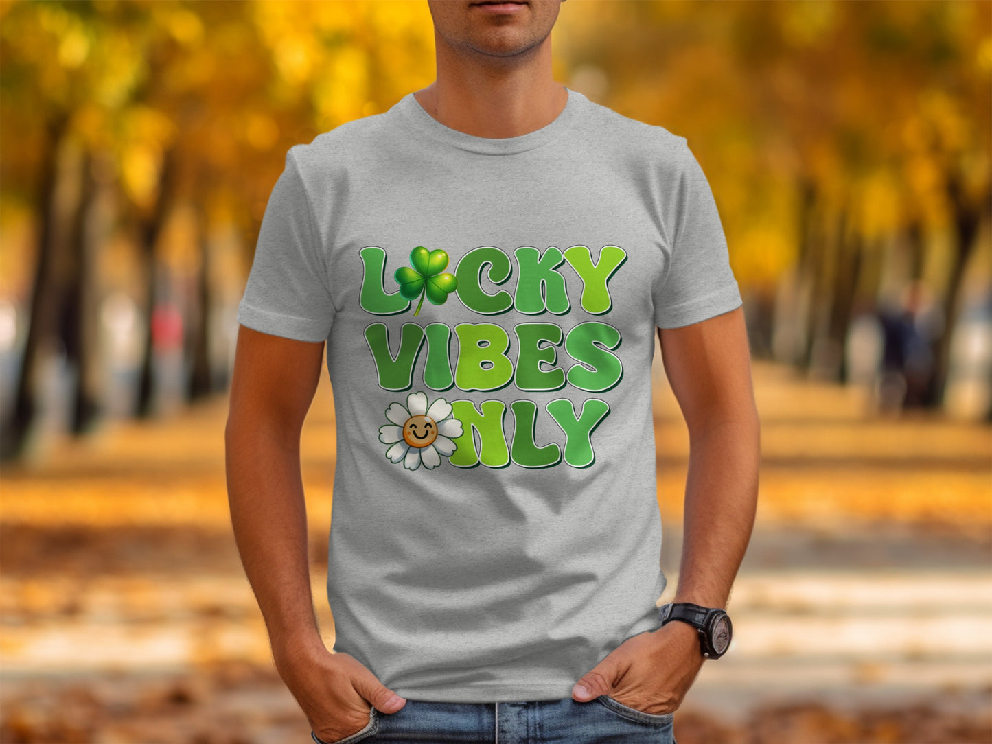 Lucky Vibes Only Four Leaf Clover Graphic T-shirt