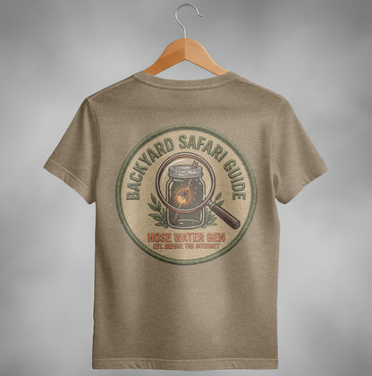 Backyard Safari Guide logo with a jar and magnifying glass.