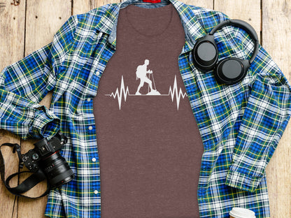 Hiking Heartbeat Outdoors Graphic Design Print T-Shirt T-Shirt - Outdoor & Adventure Collection - Mile Marker 16 Gear by Cloud 16 Clothing Co.