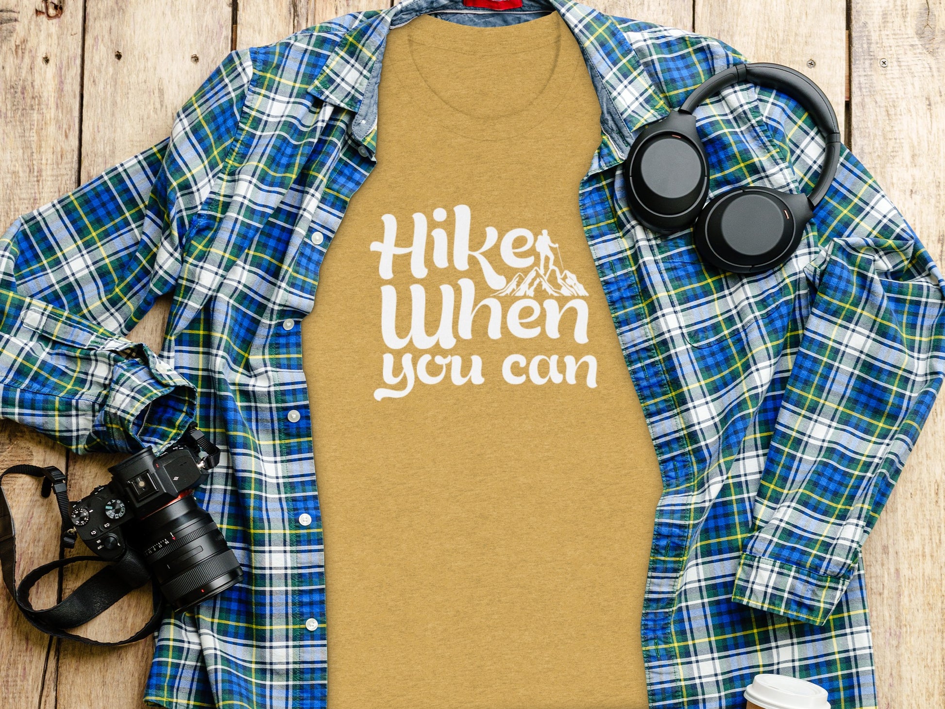 Hike When You Can Outdoor Adventure Design for Hiking T-Shirt T-Shirt - Outdoor & Adventure Collection - Mile Marker 16 Gear by Cloud 16 Clothing Co.