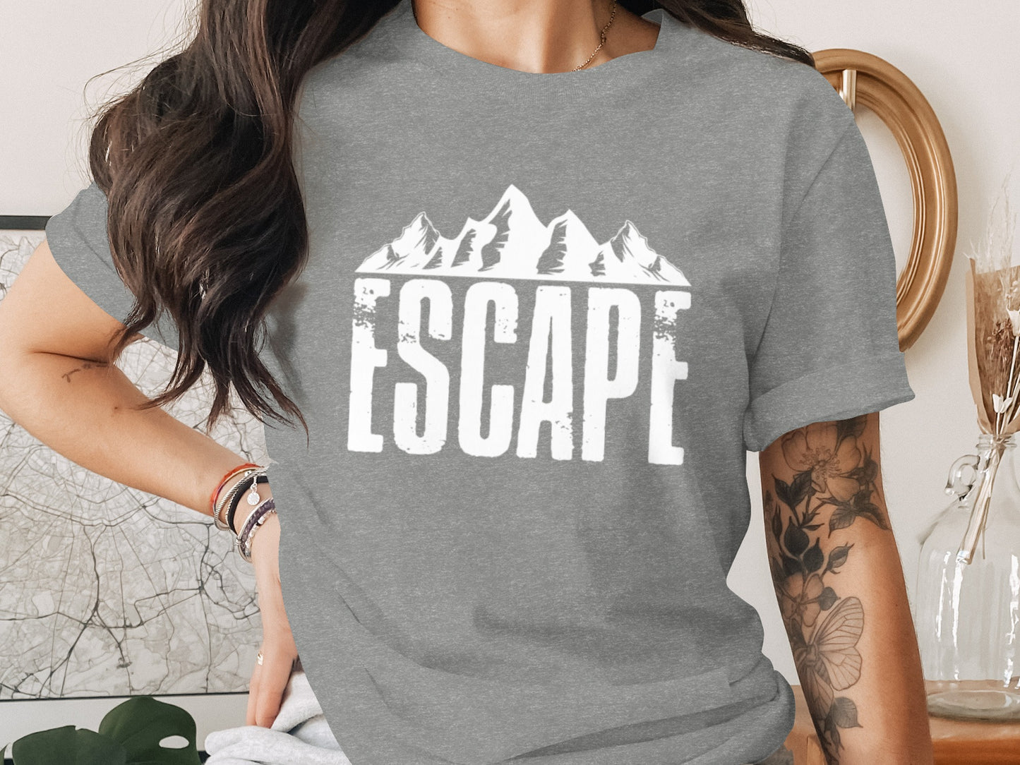 Escape Into The Mountains Outdoor Adventure Design T-Shirt T-Shirt - Outdoor & Adventure Collection - Mile Marker 16 Gear by Cloud 16 Clothing Co.