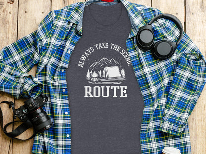 Always Take The Scenic Route Camping Adventure T-Shirt T-Shirt - Outdoor & Adventure Collection - Mile Marker 16 Gear by Cloud 16 Clothing Co.
