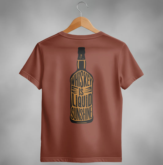 Whiskey Is Liquid Sunshine Bottle Design Graphic T-Shirt T-shirt - Scrappy Malone's Bar 100-Proof Humor - Cloud 16 Clothing Co.