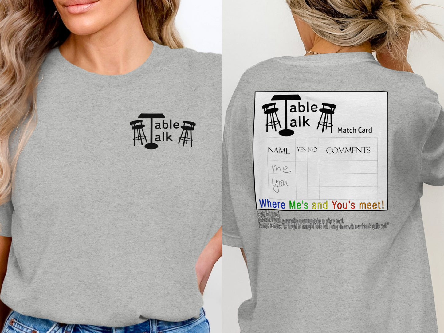 Table Talk Match Card Design Graphic T-Shirt for Discussion