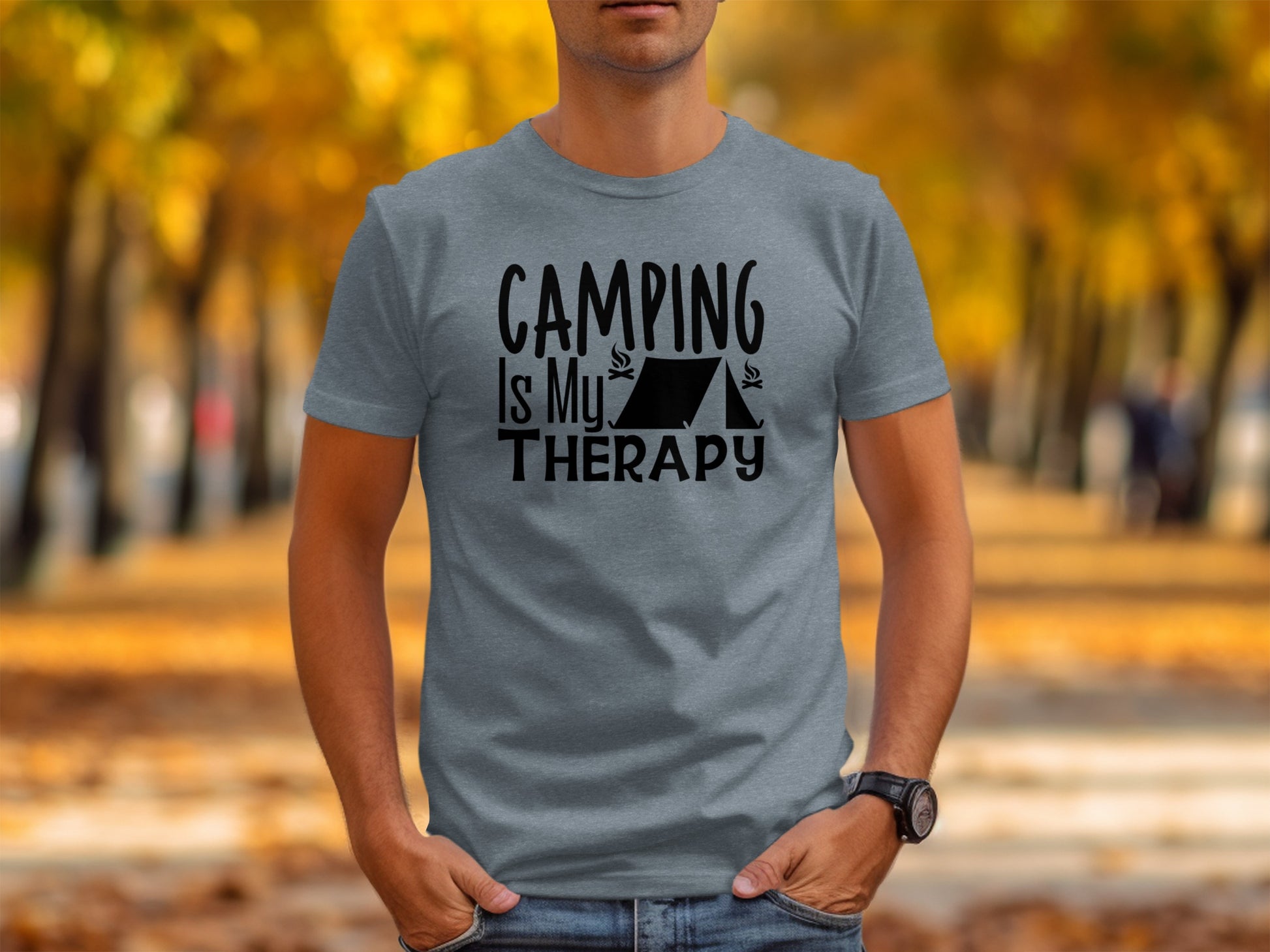 Camping Is My Therapy Tent Campfire Graphic T-Shirt T-Shirt - Outdoor & Adventure Collection - Mile Marker 16 Gear by Cloud 16 Clothing Co.