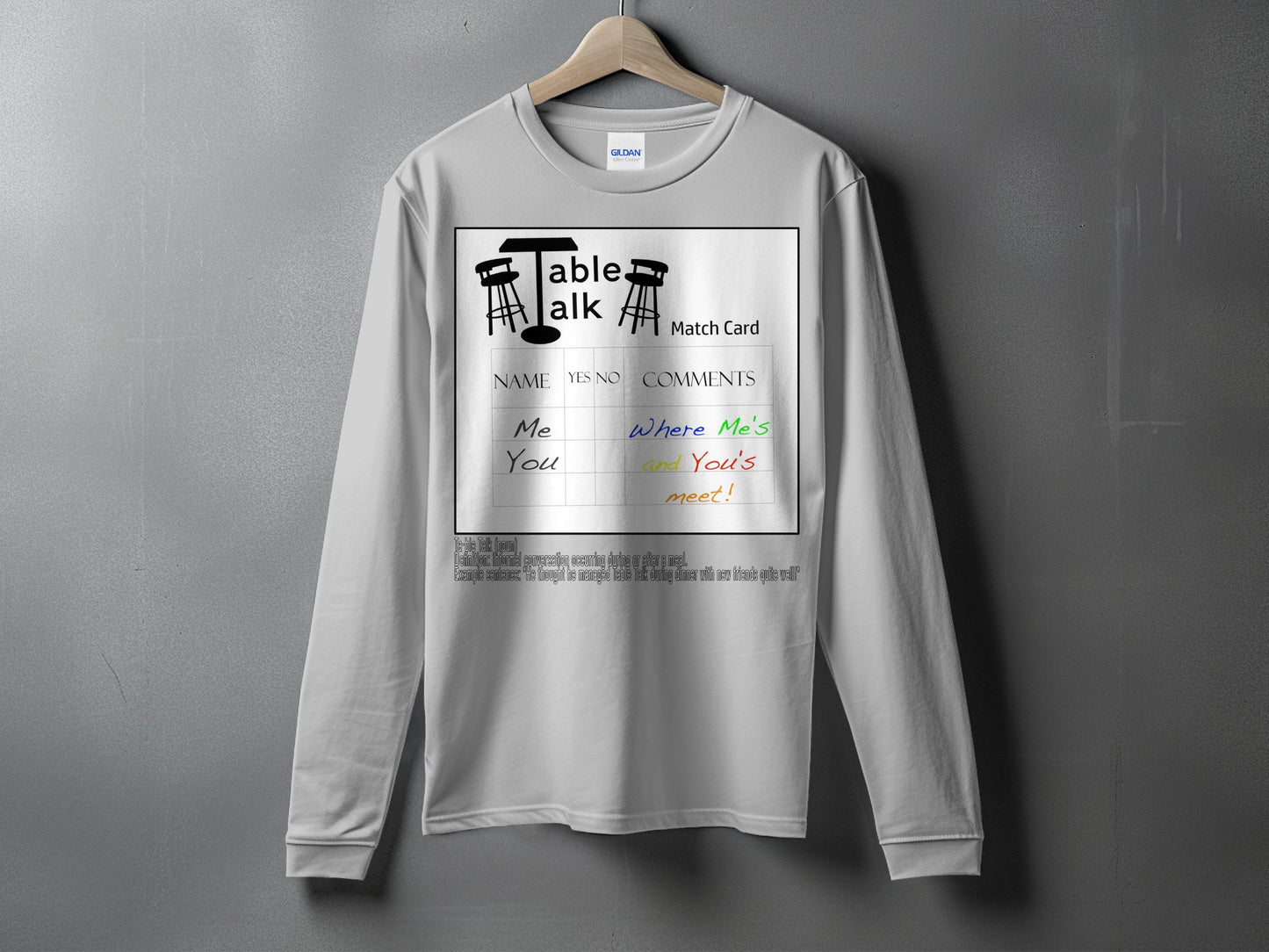 Table Talk Match Card Design Long Sleeve Shirt