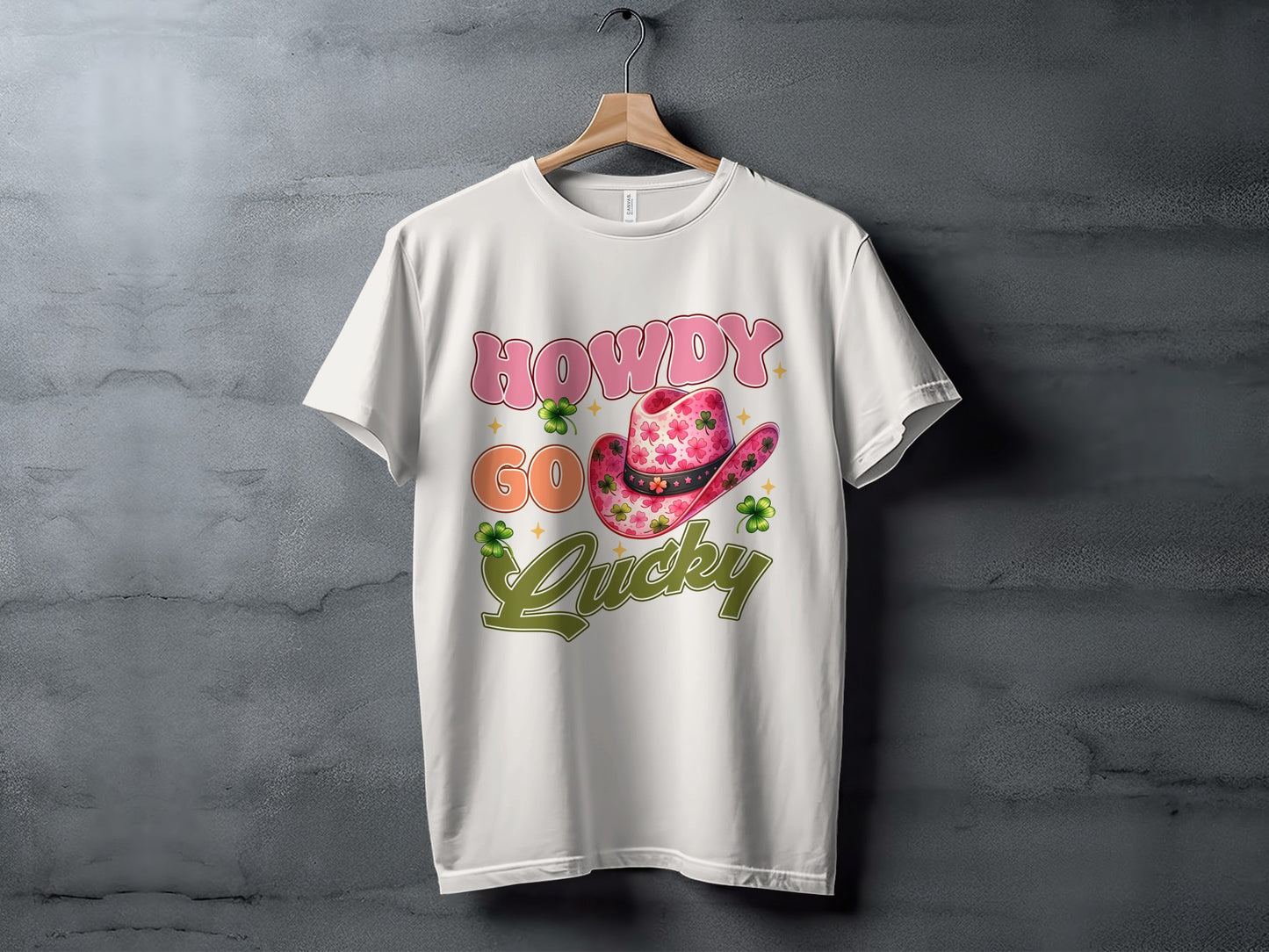 Howdy Go Lucky Clover and Hat Graphic T-Shirt