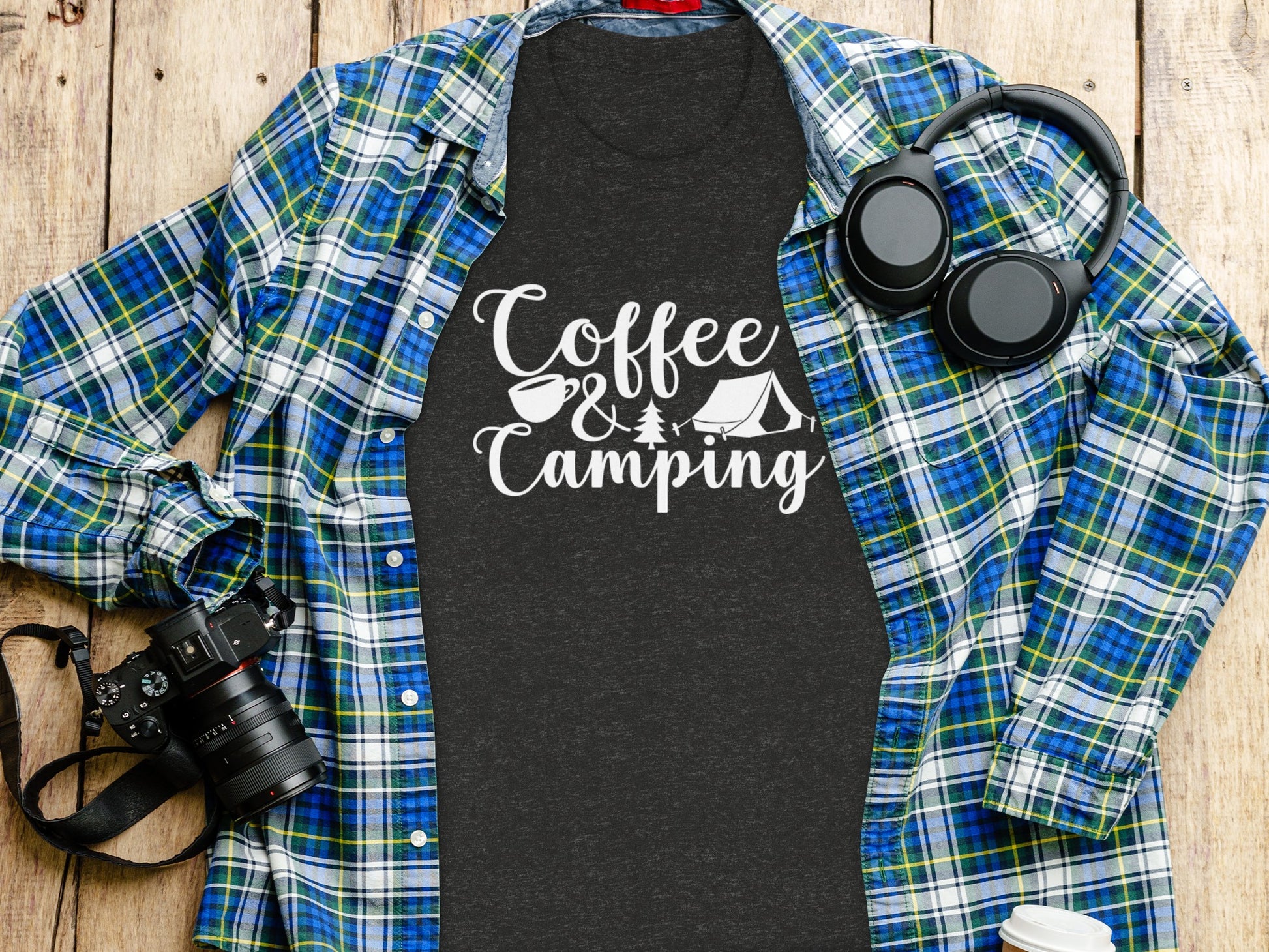 Coffee and Camping Graphic Design Great Outdoors T-Shirt T-Shirt - Outdoor & Adventure Collection - Mile Marker 16 Gear by Cloud 16 Clothing Co.