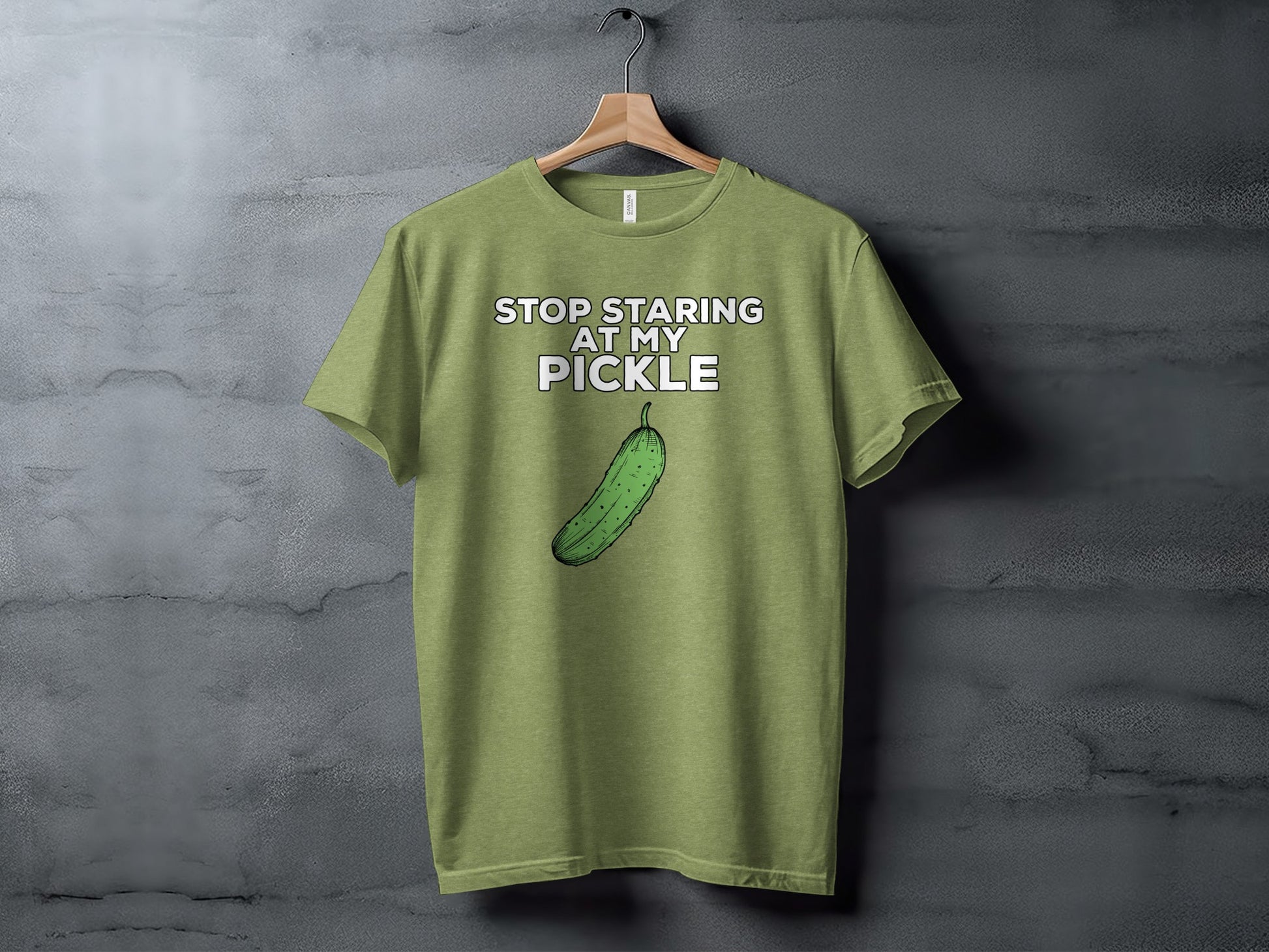 Stop Staring At My Pickle Funny Green Shirt
