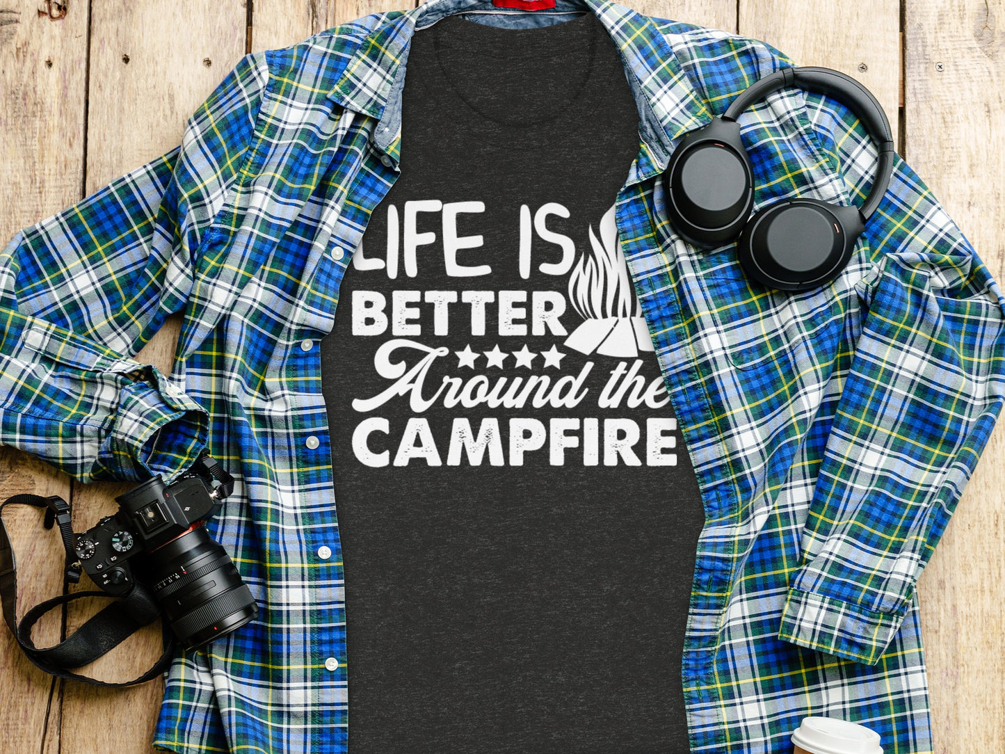 Life Is Better Around The Campfire Graphic Print T-Shirt T-Shirt - Outdoor & Adventure Collection - Mile Marker 16 Gear by Cloud 16 Clothing Co.