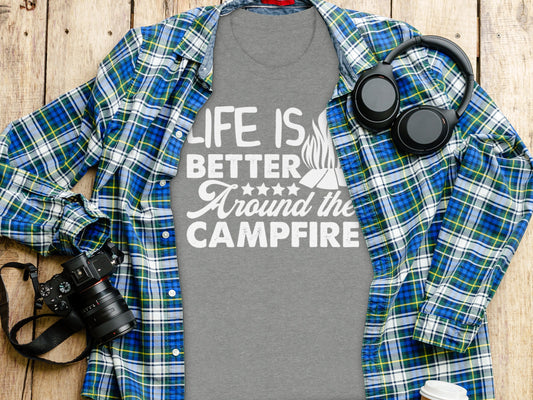 Life Is Better Around The Campfire Graphic Print T-Shirt T-Shirt - Outdoor & Adventure Collection - Mile Marker 16 Gear by Cloud 16 Clothing Co.