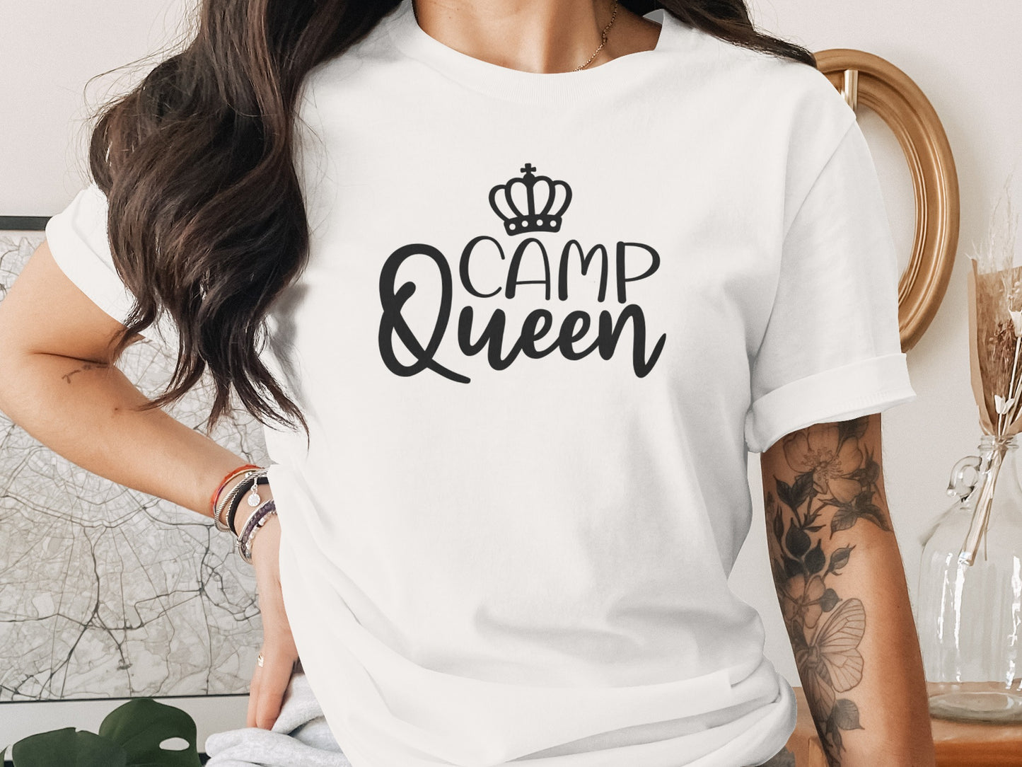 Camp Queen With Crown Graphic Camping Trip Fun T-Shirt T-Shirt - Outdoor & Adventure Collection - Mile Marker 16 Gear by Cloud 16 Clothing Co.