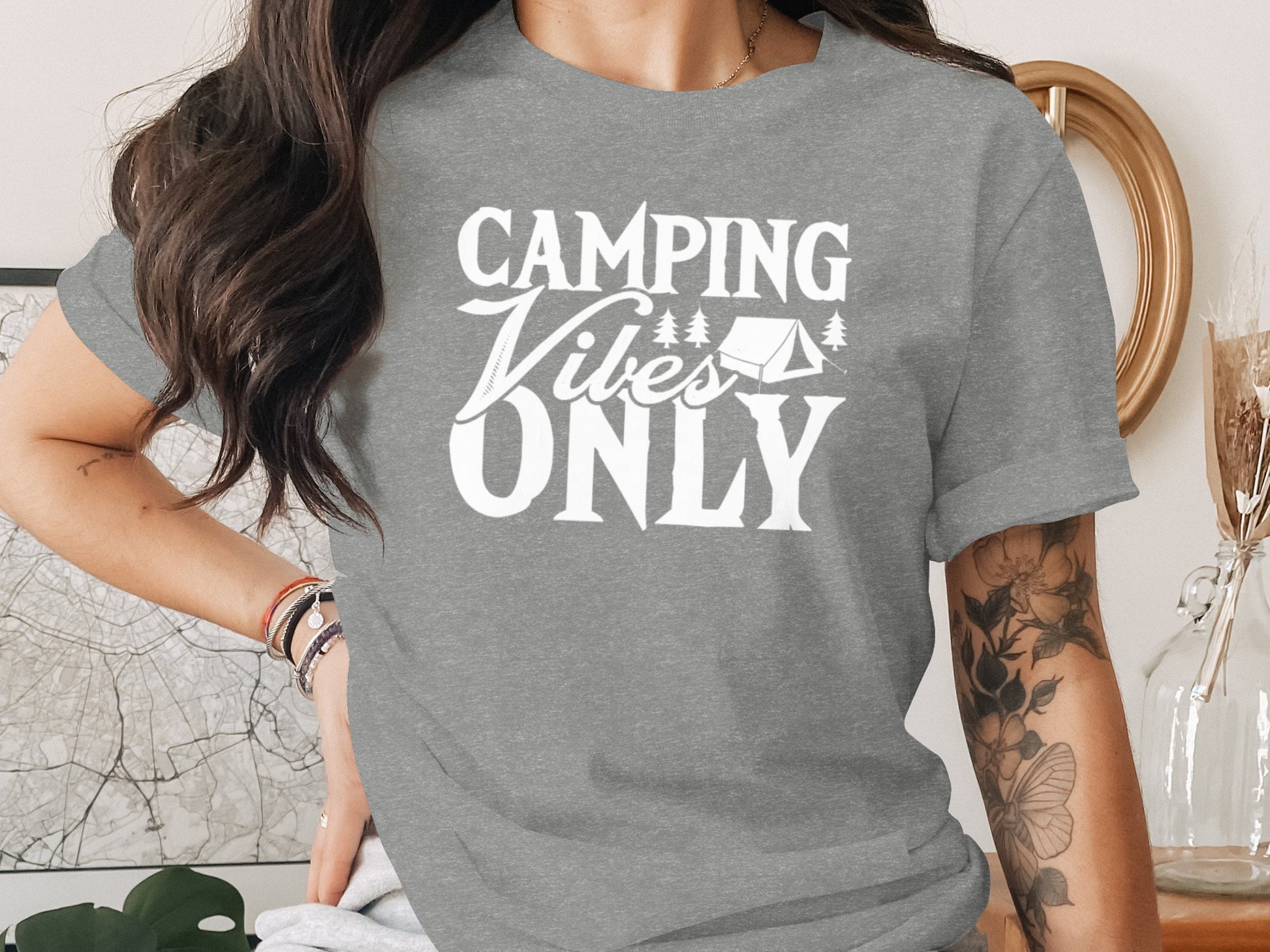 Camping Vibes Only With Tent Graphic Camping T-Shirt T-Shirt - Outdoor & Adventure Collection - Mile Marker 16 Gear by Cloud 16 Clothing Co.