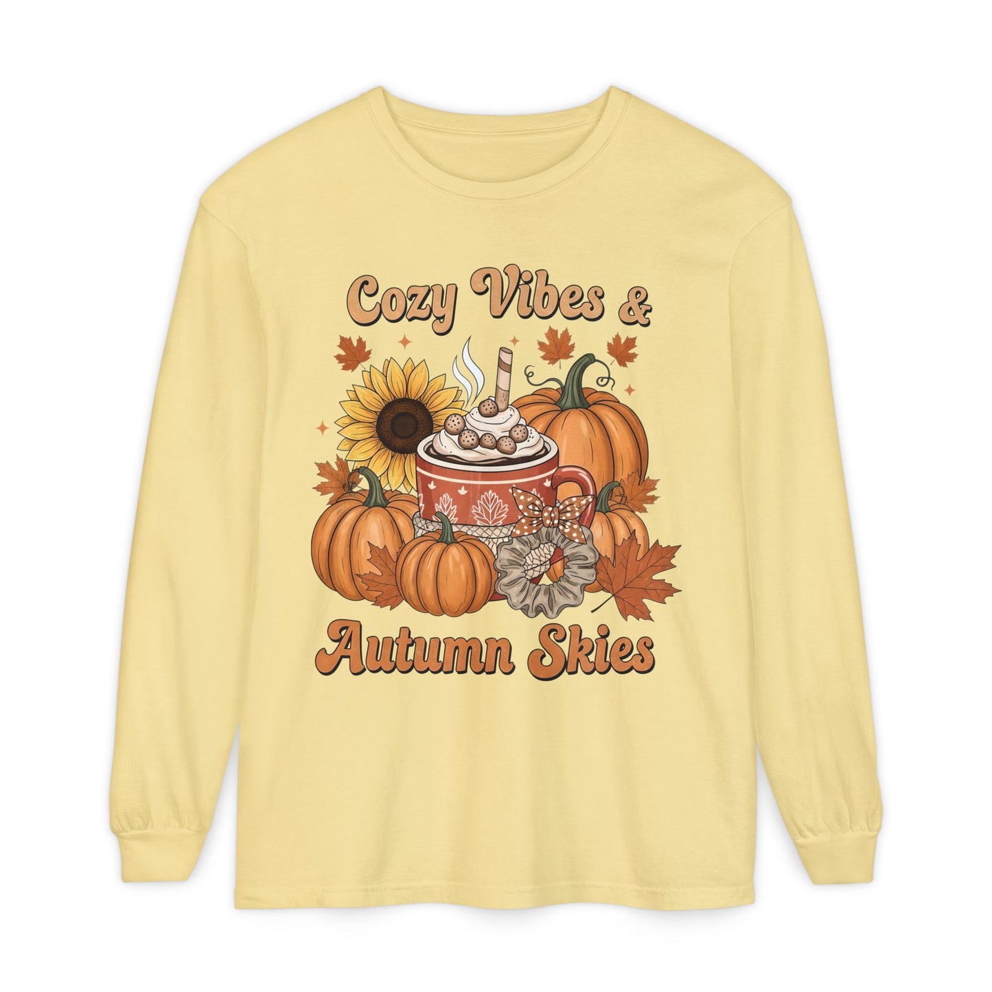 Cozy Autumn Long Sleeve T-Shirt - Pumpkin Spice Fall Fashion