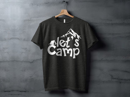 Lets Camp Tent With Mountain T-Shirt T-Shirt - Outdoor & Adventure Collection - Mile Marker 16 Gear by Cloud 16 Clothing Co.