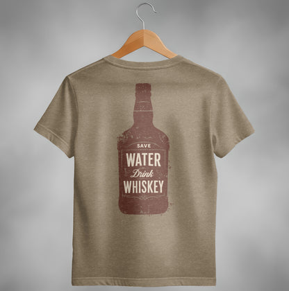 Save Water Drink Whiskey Funny Saying Graphic Bottle T-Shirt T-shirt - Scrappy Malone's Bar 100-Proof Humor - Cloud 16 Clothing Co.