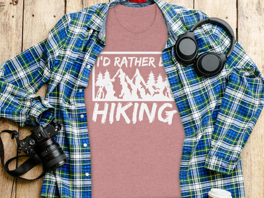 I would rather be Hiking outdoors Mountain T-Shirt T-Shirt - Outdoor & Adventure Collection - Mile Marker 16 Gear by Cloud 16 Clothing Co.