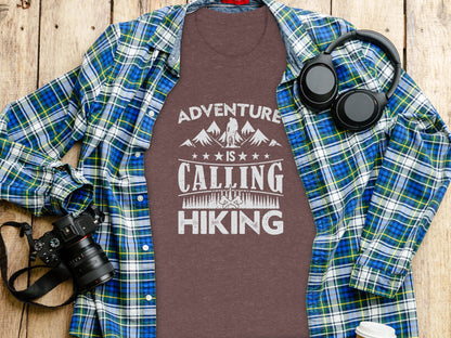 Adventure Is Calling Hiking Graphic Design T-Shirt T-Shirt - Outdoor & Adventure Collection - Mile Marker 16 Gear by Cloud 16 Clothing Co.