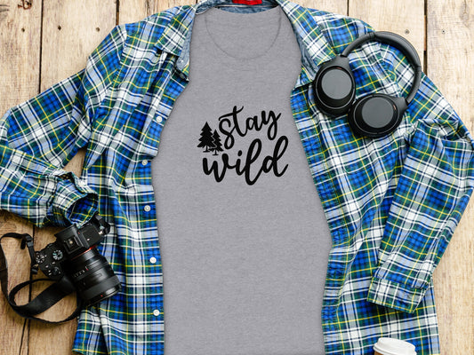 Stay Wild Forest Design Great Outdoors Adventure T-Shirt T-Shirt - Outdoor & Adventure Collection - Mile Marker 16 Gear by Cloud 16 Clothing Co.