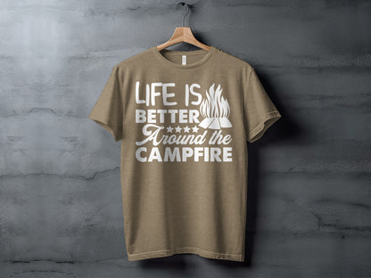Life Is Better Around The Campfire Graphic Print T-Shirt T-Shirt - Outdoor & Adventure Collection - Mile Marker 16 Gear by Cloud 16 Clothing Co.