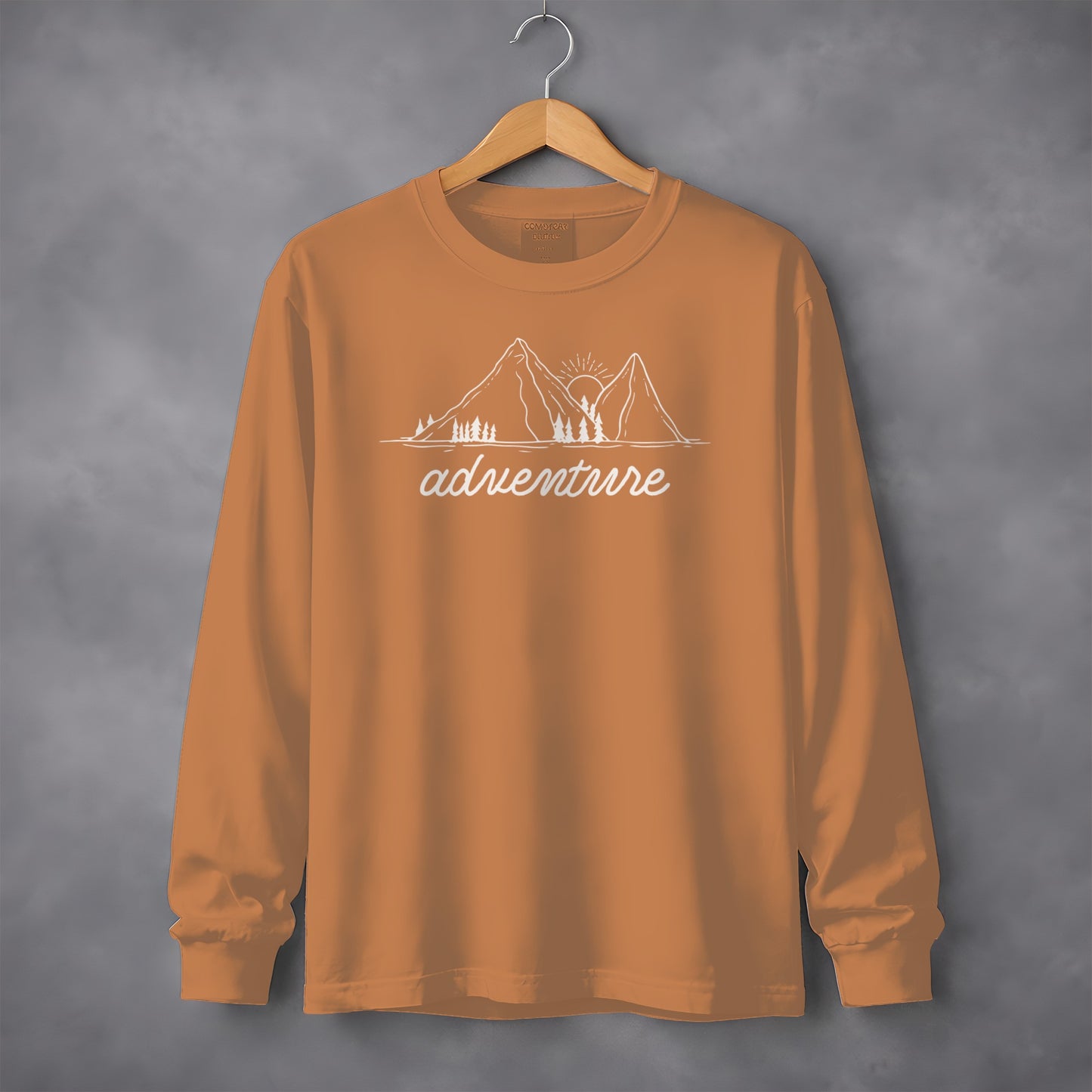 Adventure Awaits Mountains and Sunshine Graphic Long Sleeve T-Shirt Long Sleeve Tee - Outdoor & Adventure Collection - Mile Marker 16 Gear by Cloud 16 Clothing Co.