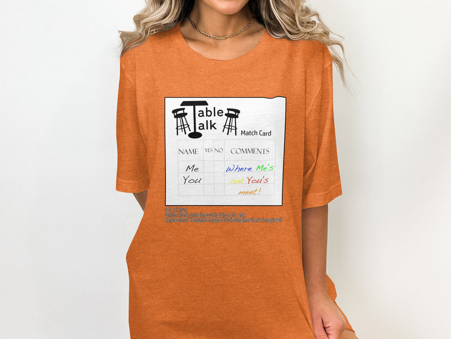 Table Talk Match Card Graphic Tee with Unique Design