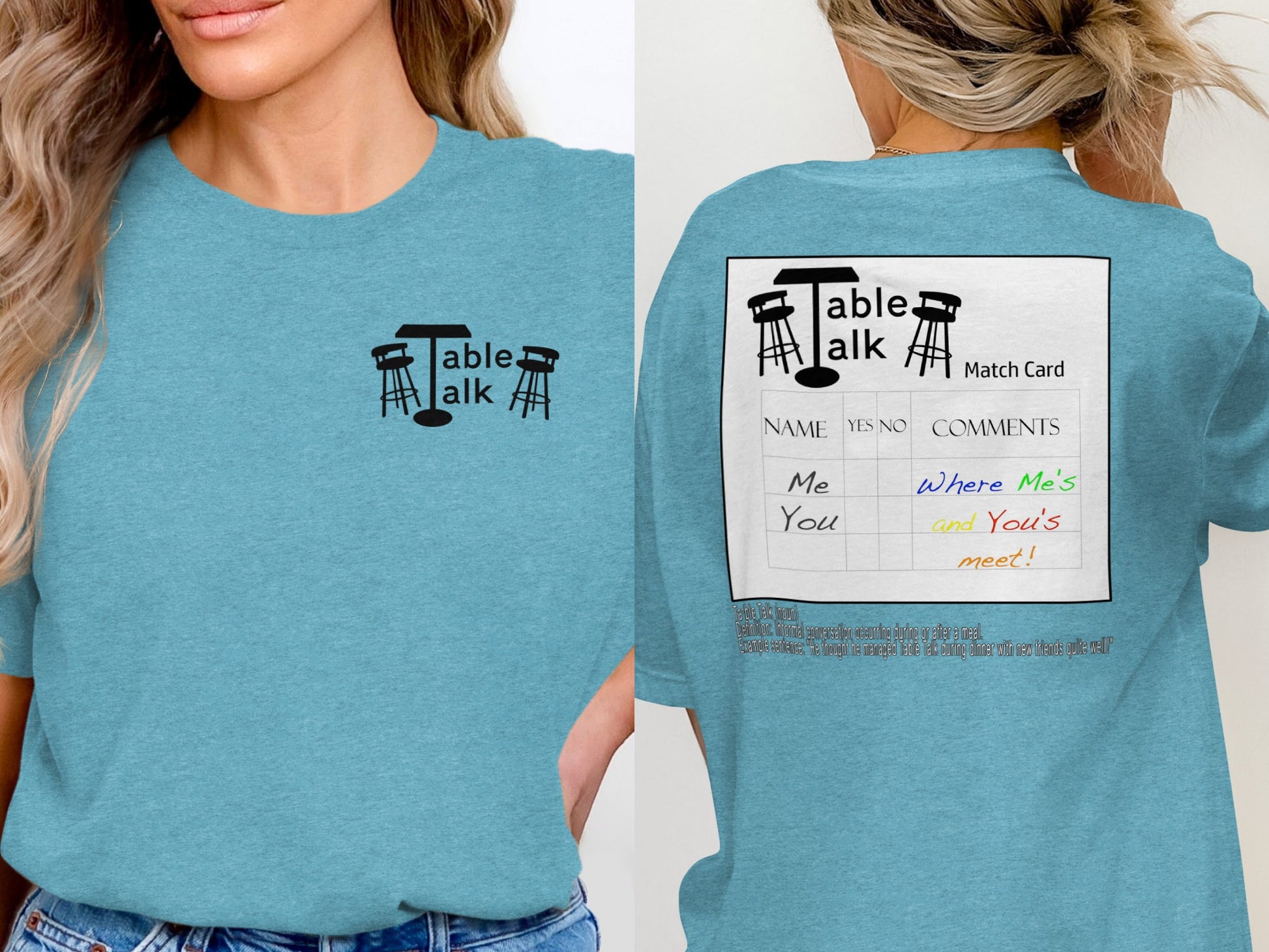Table Talk Graphic Tee with Match Card Design