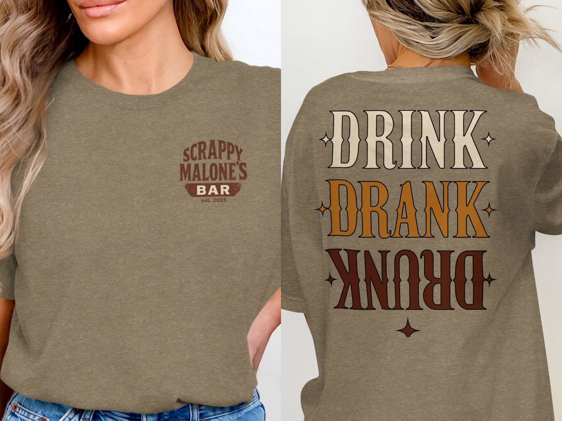 Drink Drank Drunk Retro Style Funny Drinking Design T-Shirt T-shirt - Scrappy Malone's Bar 100-Proof Humor - Cloud 16 Clothing Co.
