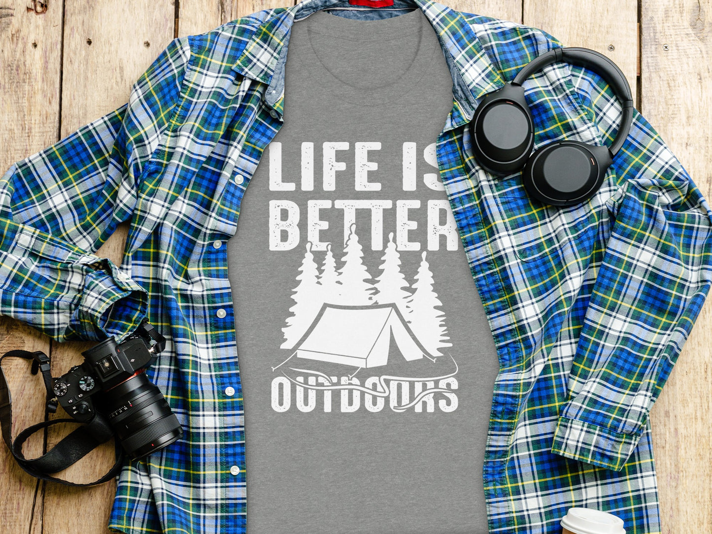 Life Is Better Outdoors Camping Tent Graphic Novelty T-Shirt T-Shirt - Outdoor & Adventure Collection - Mile Marker 16 Gear by Cloud 16 Clothing Co.