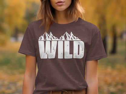White Wild Text with Mountains Graphic Design T-Shirt T-Shirt - Outdoor & Adventure Collection - Mile Marker 16 Gear by Cloud 16 Clothing Co.