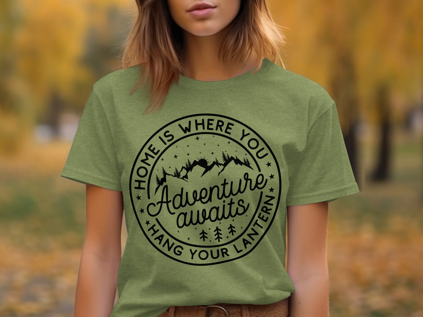 Home Is Where You Hang Your Lantern Adventure Awaits T-Shirt T-Shirt - Outdoor & Adventure Collection - Mile Marker 16 Gear by Cloud 16 Clothing Co.