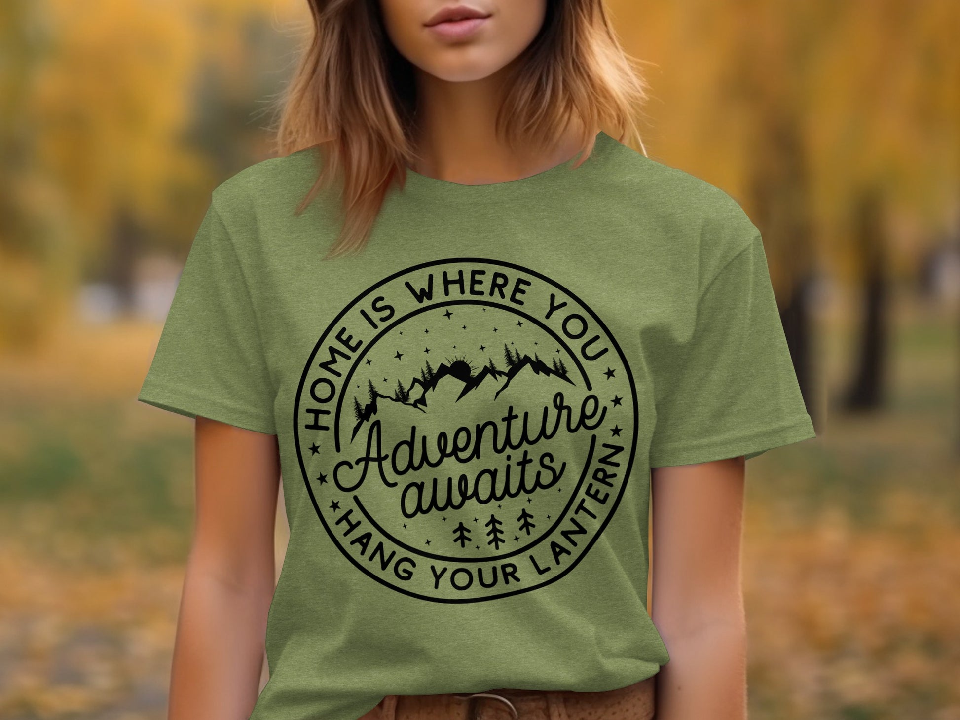 Home Is Where You Hang Your Lantern Adventure Awaits T-Shirt T-Shirt - Outdoor & Adventure Collection - Mile Marker 16 Gear by Cloud 16 Clothing Co.
