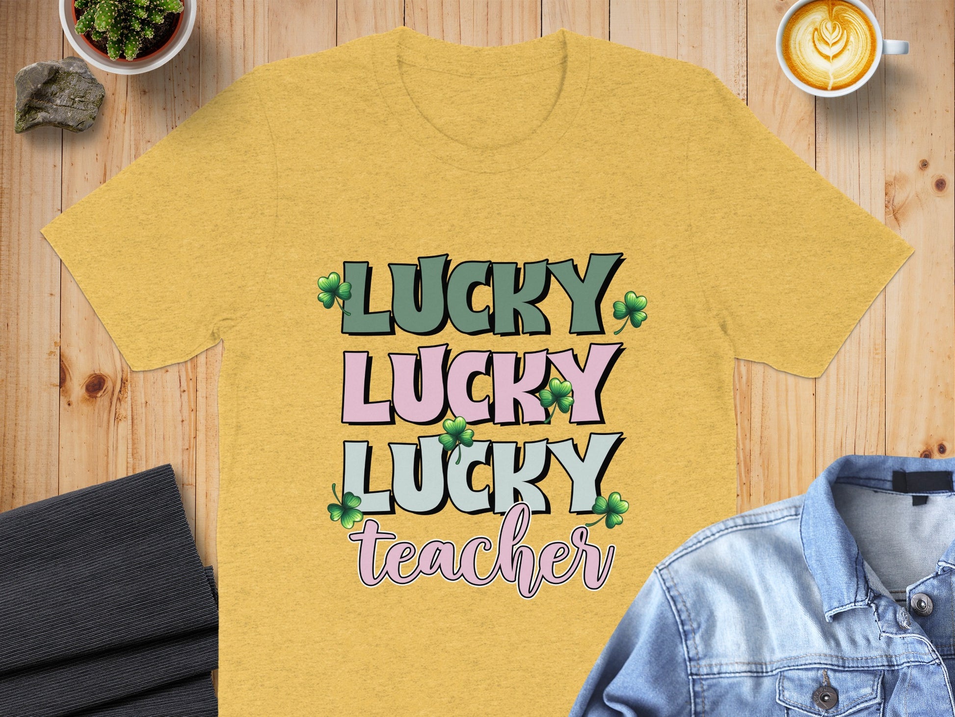 Lucky Lucky Lucky Teacher Graphic Tee Shirt
