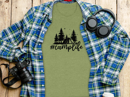 Hashtag Camplife Text Design With Camping Tent T-Shirt T-Shirt - Outdoor & Adventure Collection - Mile Marker 16 Gear by Cloud 16 Clothing Co.