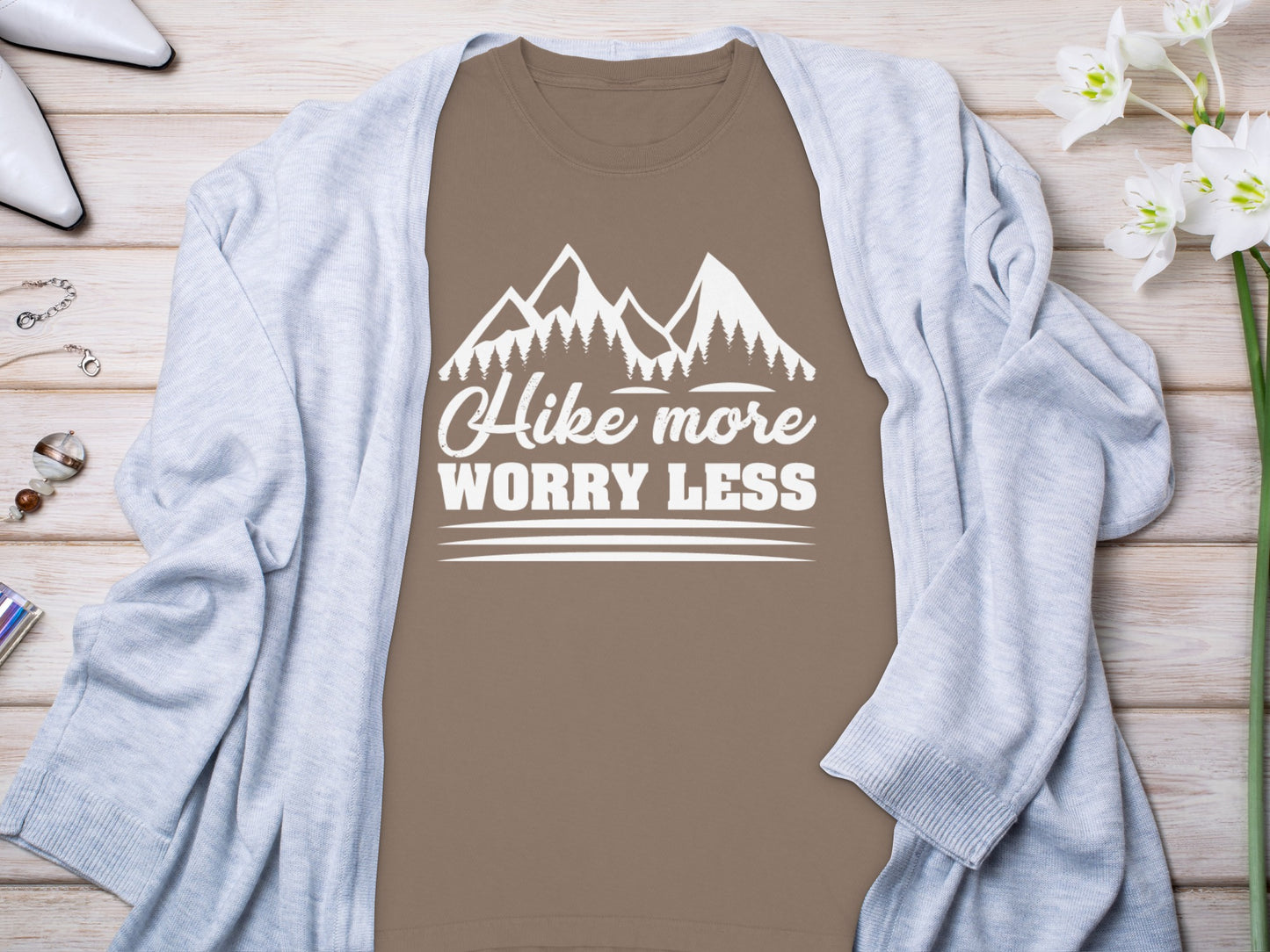 Hike More Worry Less Graphic Tee for Outdoor Enthusiasts