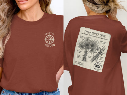T-shirt with "Take the Detour 16" logo on front, "Field Notes Page" on back.