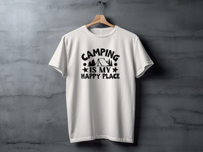 Camping Is My Happy Place Graphic Print Outdoor T-Shirt T-Shirt - Outdoor & Adventure Collection - Mile Marker 16 Gear by Cloud 16 Clothing Co.