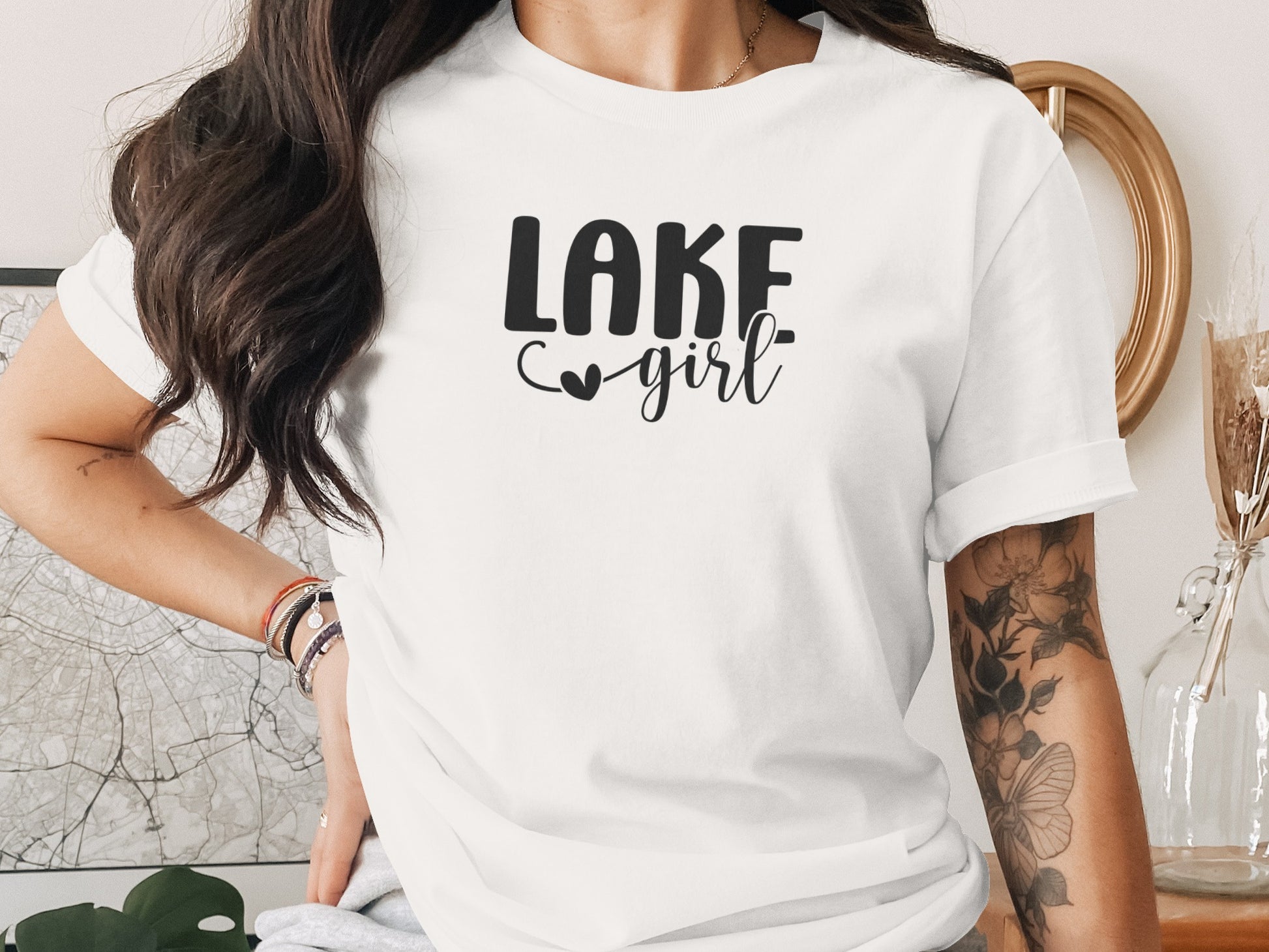 Lake Heart Girl Graphic Summer Vacation Outfit T-Shirt T-Shirt - Outdoor & Adventure Collection - Mile Marker 16 Gear by Cloud 16 Clothing Co.